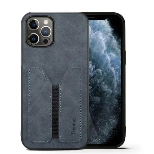 Funda para teléfono Denior iPhone 12 Pro Ranura para Tarjeta Elástica PU + TPU (Gris)