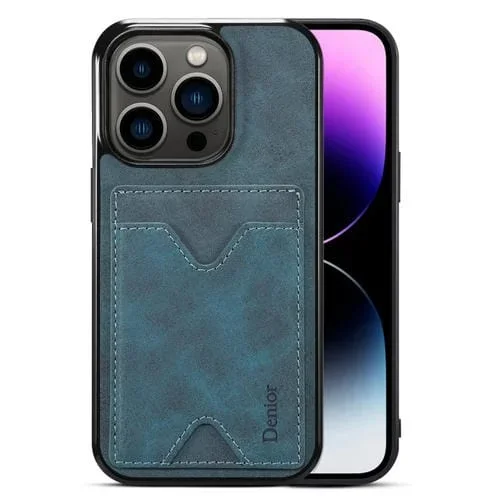 Funda para Teléfono Denior iPhone 15 Pro Contraportada PU Ranura para Tarjeta (Azul)
