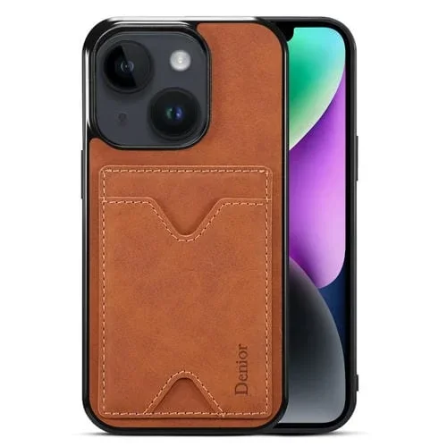 Funda para Teléfono Denior iPhone 15 Pu Contraportada Ranura para Tarjeta (Marrón)