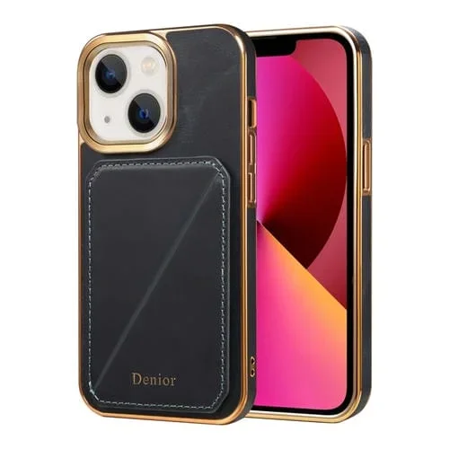 Funda para Teléfono Denior Oil Wax Leather para iPhone 13 con Ranura para Tarjeta (Azul)