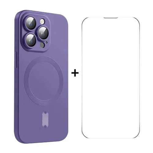 Funda para Teléfono Enkay iPhone 14 Pro Max Magsafe Matte TPU con Película para Lentes y Vidrio para Pantalla (Púrpura)