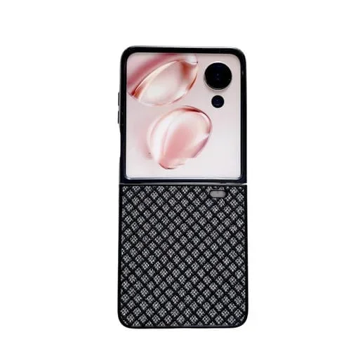 Funda para Teléfono For Honor Magic V con Tapa Diamante Brillante y Rombos para PC (Negra)