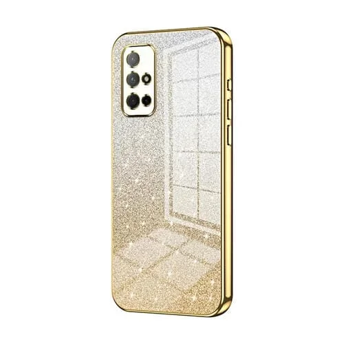 Funda para Teléfono Galvanizada con Polvo de Brillo Degradado para Honor 30S (Dorado)