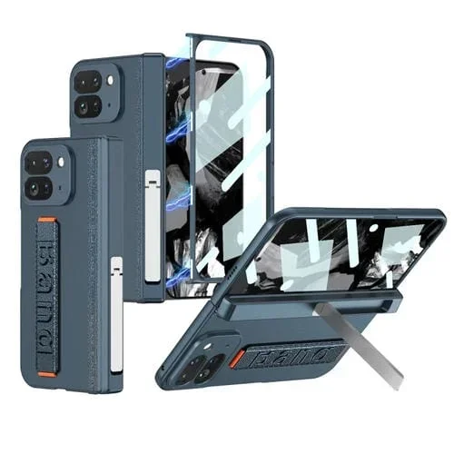 Funda para Teléfono Gkk Google Pixel 9 Pro con Correa, Bisagra Plegable y Soporte (Azul Marino)