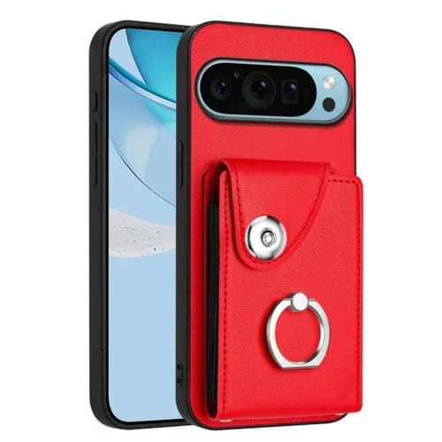Funda para Teléfono Google Pixel 9 Pro XL con Tarjetero y Anillo (Rojo)