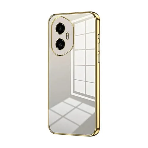 Funda para Teléfono Honor 300 con Orificios Finos y Revestimiento Transparente (Dorada)