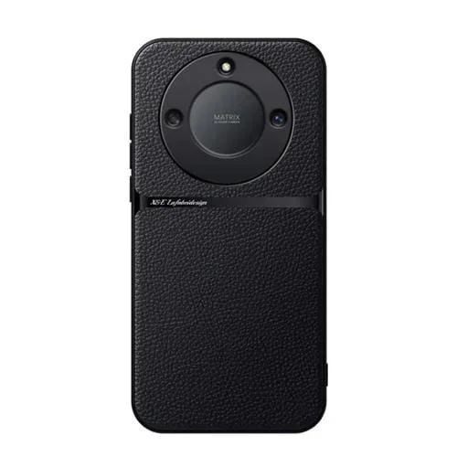 Funda para Teléfono Honor X40 con Tapa Magnética Cuero de Lichi a Prueba de Golpes (Negro)