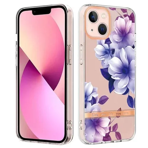 Funda para Teléfono Imd TPU Flores y Plantas iPhone 13 Mini (Begonia Púrpura)