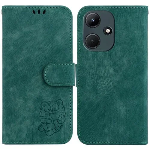 Funda para Teléfono Infinix Hot 30I / X669C Cuero con Relieve Little Tiger (Verde)