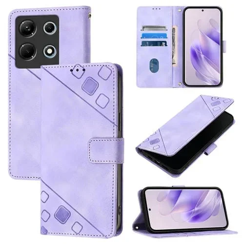 Funda para Teléfono Infinix Note 30 4G X6833B Cuero en Relieve con Sensación de Piel (Púrpura Claro)
