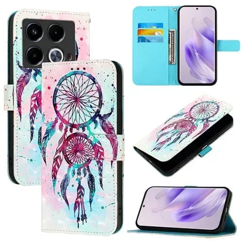 Funda para Teléfono Infinix Note 40 5G Cuero con Tapa Horizontal y Pintura 3D (Campanas de Viento)