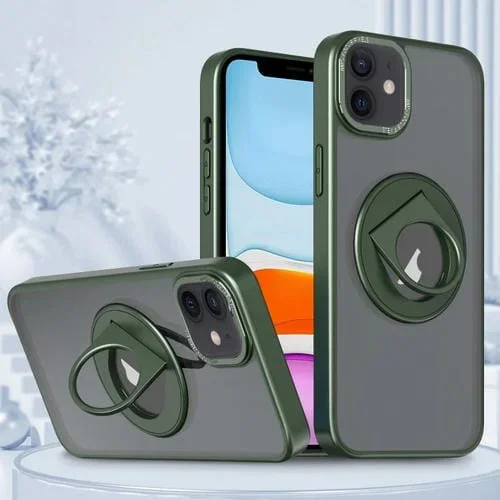 Funda para Teléfono iPhone 11 Anillo Giratorio con Soporte Magnético (Verde)