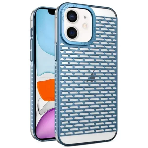 Funda para Teléfono iPhone 11 con Disipación de Calor PC Galvanizada Mate Hueca (Azul)