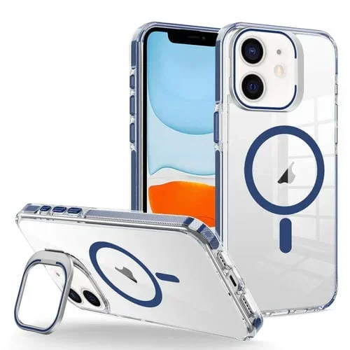 Funda para Teléfono iPhone 11 J2 Soporte Marco Magnético Magsafe Alta Transparencia (Azul Real)