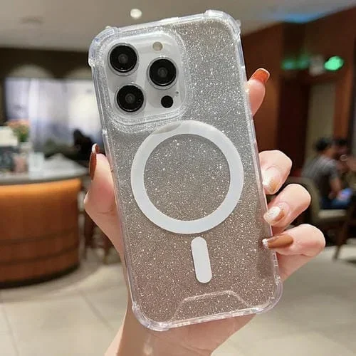 Funda para Teléfono iPhone 11 Magsafe Gradient Color Glitter Acrílico a Prueba de Golpes (Oro)
