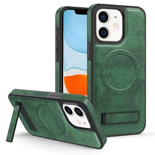 Funda para Teléfono iPhone 11 Magsafe PU con Soporte Multifunción (Verde Oscuro)