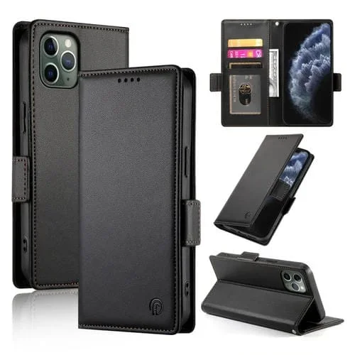 Funda para Teléfono iPhone 11 Pro Cuero Esmerilado Magnético con Hebilla Lateral (Negro)