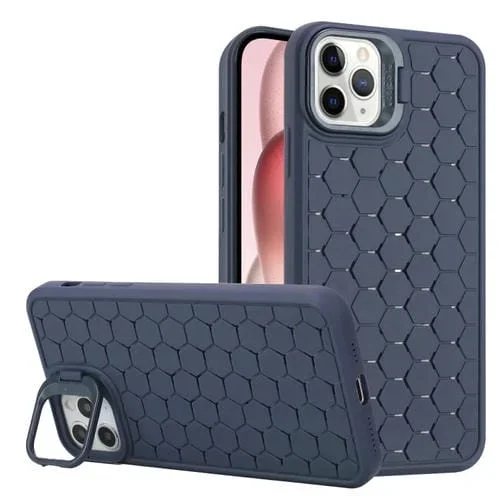 Funda para teléfono iPhone 11 Pro Honeycomb Radiating Lens Holder TPU (Azul)