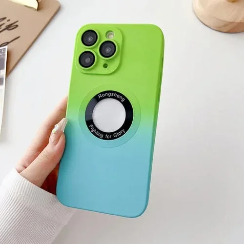 Funda para Teléfono iPhone 11 Pro Magsafe TPU Gradiente Dos Colores (Verde + Azul)