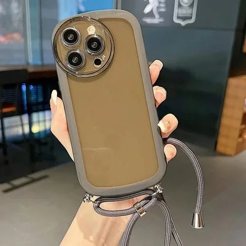 Funda para teléfono iPhone 11 Pro Max Candy Colors TPU con Cordón (Negro)