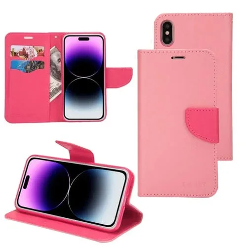 Funda para teléfono iPhone 11 Pro Max Mercury Contrast Color Splicing Cuero (Rosa)