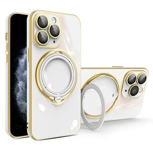 Funda para Teléfono iPhone 11 Pro Multifunción Galvanoplastia Magsafe con Soporte (Blanco)