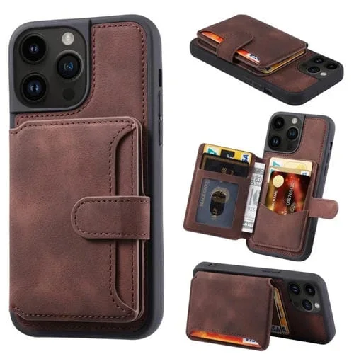 Funda para teléfono iPhone 11 Skin Feel Dream Cepillo Antirrobo a Prueba de Golpes Portátil para Tarjeta (Café)