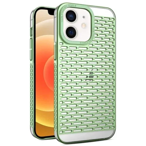 Funda para Teléfono iPhone 12/12 Pro Disipación de Calor PC Galvanizada Mate Hueca (Verde)