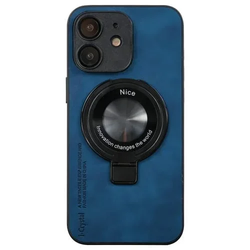 Funda para Teléfono iPhone 12 I.Crystal Soporte Fulcrum Piel de Cordero (Azul)