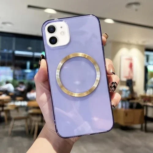 Funda para Teléfono iPhone 12 Mini Cd Texture Magsafe TPU (Púrpura Transparente)
