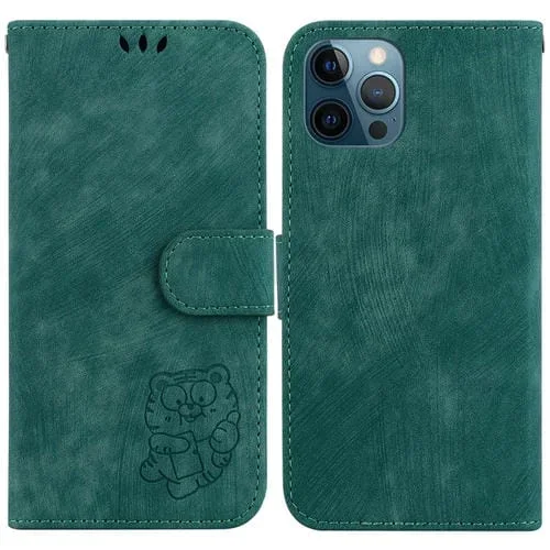 Funda para Teléfono iPhone 12 Pro Max Cuero Relieve Little Tiger (Verde)