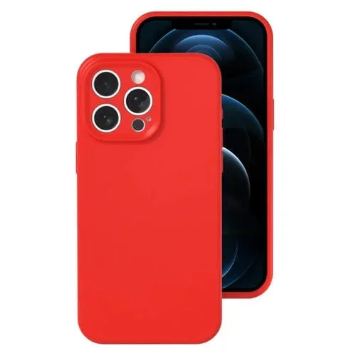 Funda para teléfono iPhone 12 Pro Max Gelatina Silicona Líquida Cobertura Total (Rojo Chino)