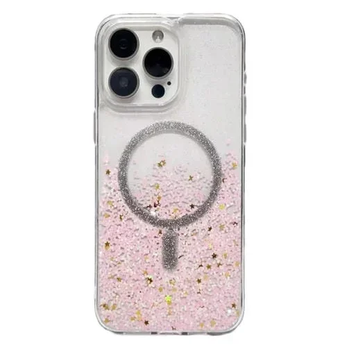Funda para Teléfono iPhone 12 Pro Max Gradient Glitter Magsafe PC Hybrid TPU (Rosa Degradado)