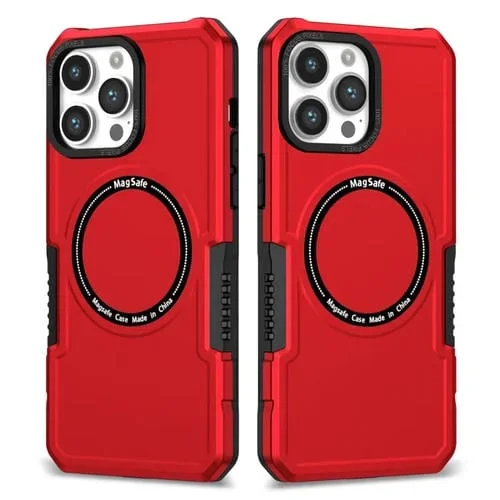 Funda para Teléfono iPhone 12 Pro Max Magsafe Armadura a Prueba de Golpes (Rojo)