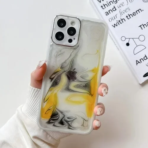 Funda para teléfono iPhone 12 Pro Max Pintura al Óleo Galvanoplastia TPU (Blanco)