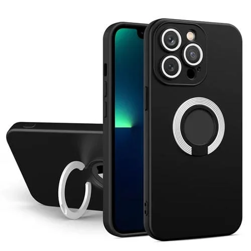 Funda para teléfono iPhone 12 Pro Max TPU con soporte (Negro + Blanco)
