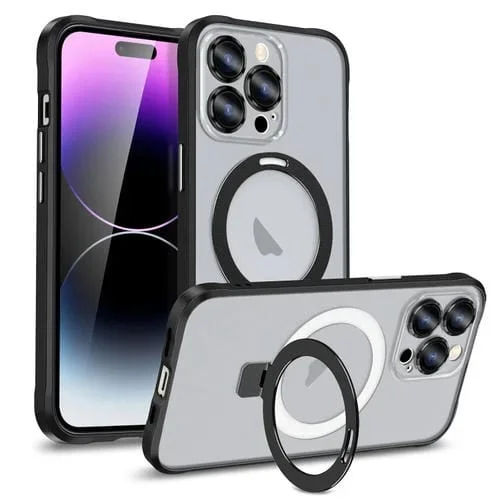 Funda para Teléfono iPhone 12 Pro Metal Eyes Series Magsafe con Soporte Magnético (Negro)