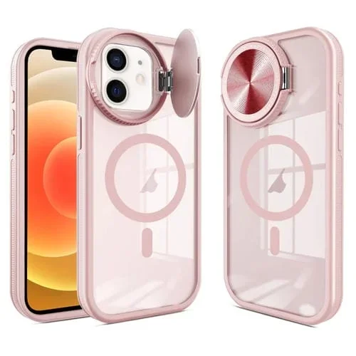 Funda para Teléfono iPhone 12 Round Camshield Magsafe TPU Hybrid (Rosa)