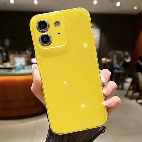 Funda para teléfono iPhone 12 TPU Jelly Glitter Color Sólido (Amarillo)