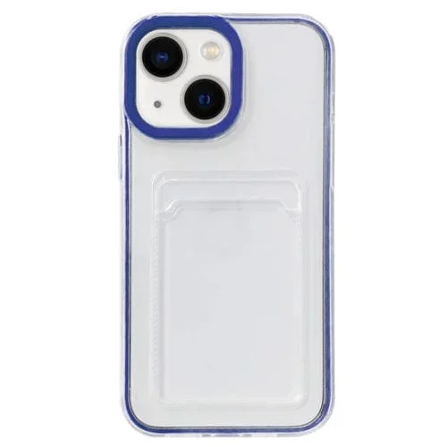 Funda para Teléfono iPhone 13 360 Clear PC Hybrid TPU con Ranura para Tarjeta (Azul Real)