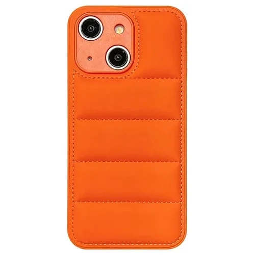 Funda para Teléfono iPhone 13 Airbag de Edredón con Orificio Fino (Naranja)