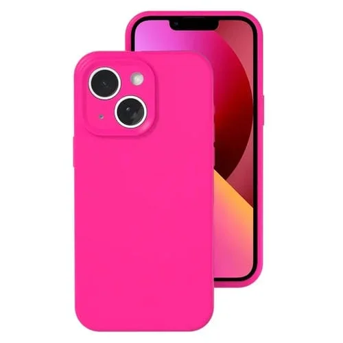 Funda para Teléfono iPhone 13 Cobertura Total Silicona Líquida Orificio Preciso (Rosa Brillante)