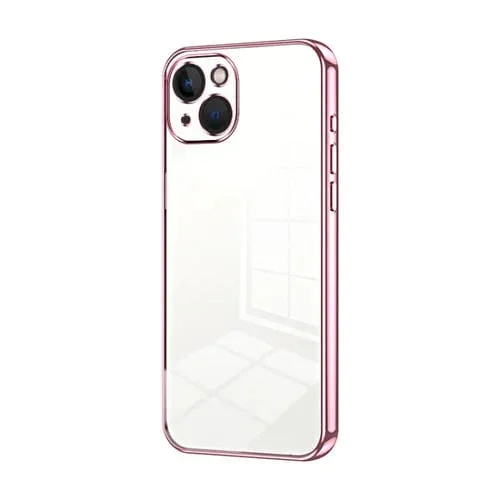 Funda para Teléfono iPhone 13 con Orificio Fino y Revestimiento Transparente (Rosa)