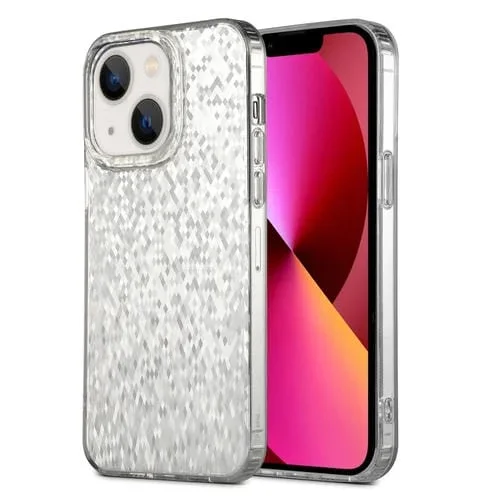 Funda para Teléfono iPhone 13 Dynamic Colorful Rhombus Diamond Series PC + TPU (Blanco)