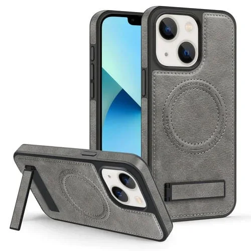 Funda para Teléfono iPhone 13 Magsafe PU con Soporte Multifunción (Gris)
