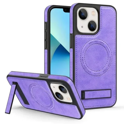 Funda para Teléfono iPhone 13 Magsafe PU con Soporte Multifunción (Púrpura)