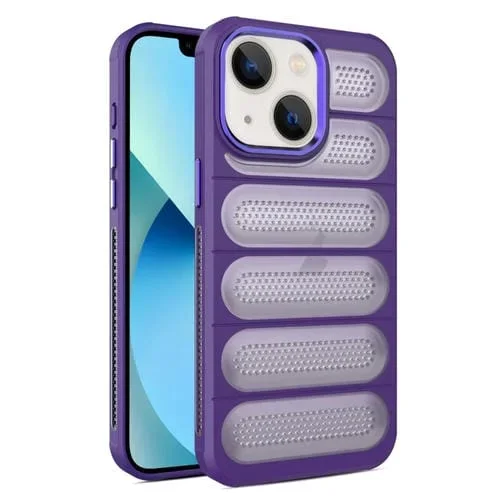 Funda para Teléfono iPhone 13 Malla Translúcida Armadura de Enfriamiento (Púrpura)