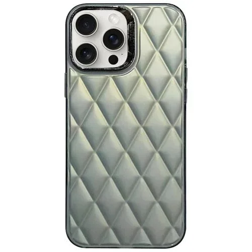 Funda para Teléfono iPhone 13 Pro 3D Rhombus Galvanoplastia TPU Hybrid (Gris)