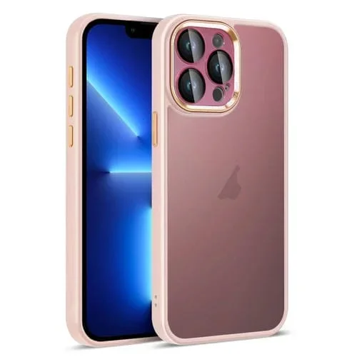 Funda para teléfono iPhone 13 Pro Colorful Armor Lens Film con sensación de piel translúcida (Rosa)