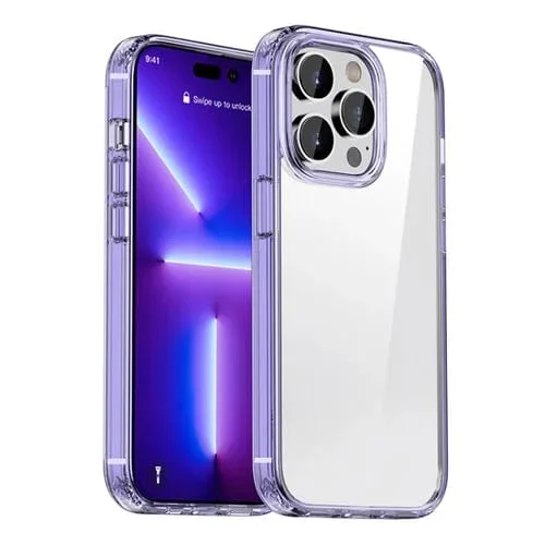 Funda para Teléfono iPhone 13 Pro Crystal Clear a Prueba de Golpes (Púrpura Transparente)